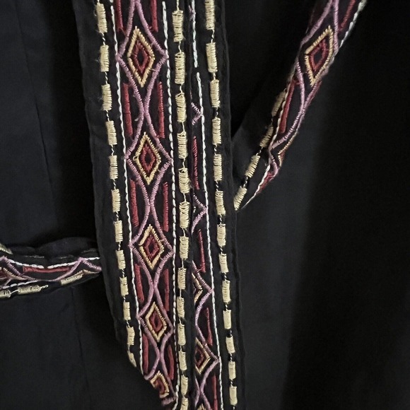 Johnny Was NWOT Sz 1X Fairlie Midi Dress Long Slv Embroidered Boho Black Belted - Picture 7 of 10